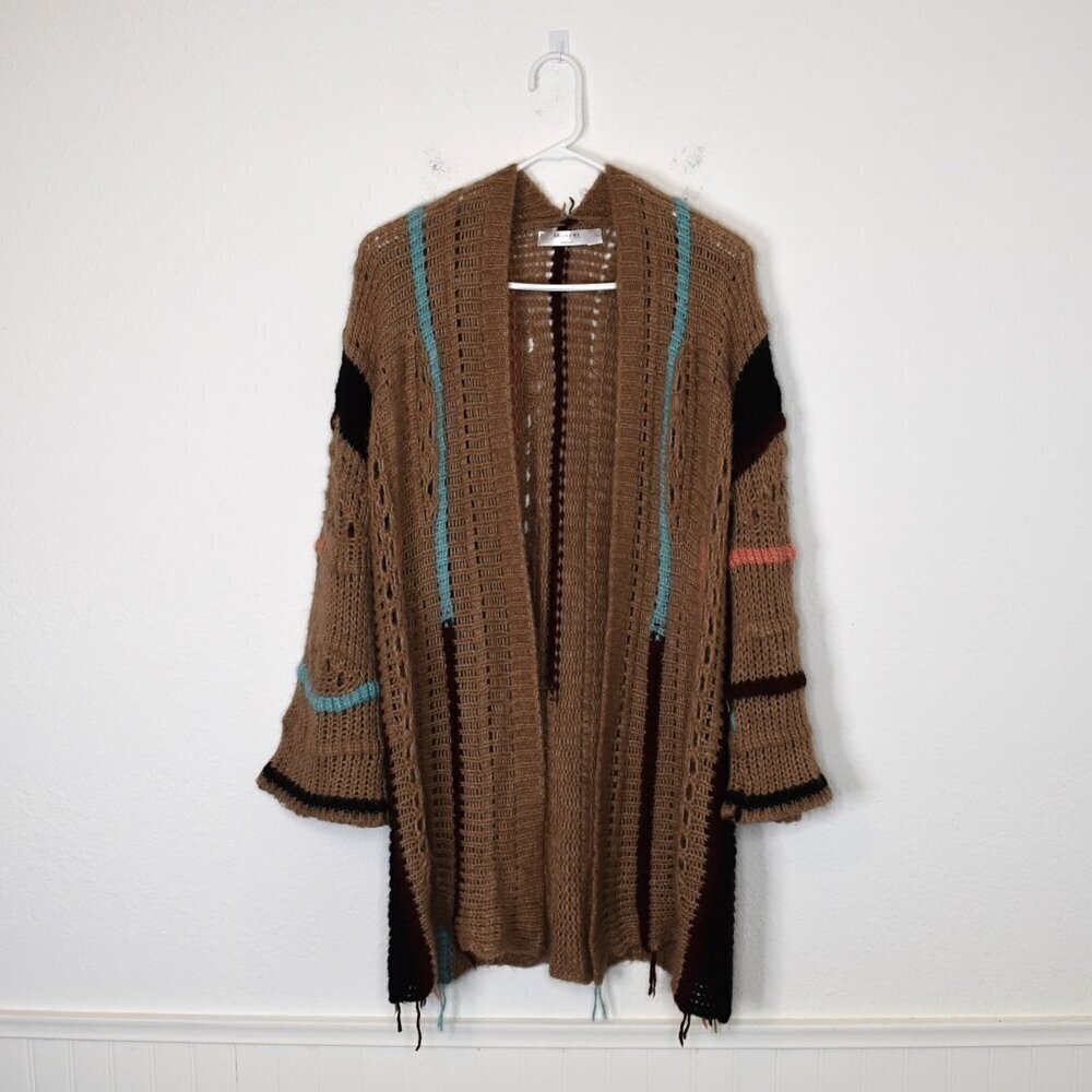 Anonyme Designers Crochet Cardigan Sz M/L Wool Colorful 70s Hippie Retro Boho
